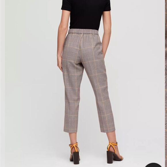 Aritzia Babaton Plaid Check Conan Pull On Crop Pant Sz 0 - Picture 2 of 14